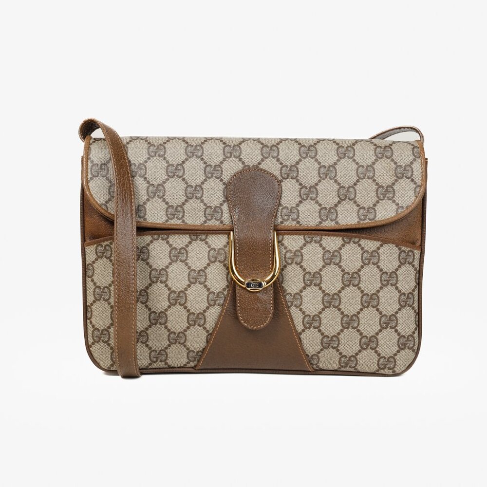 Gucci Vintage Beige Monogram Messenger Clutch